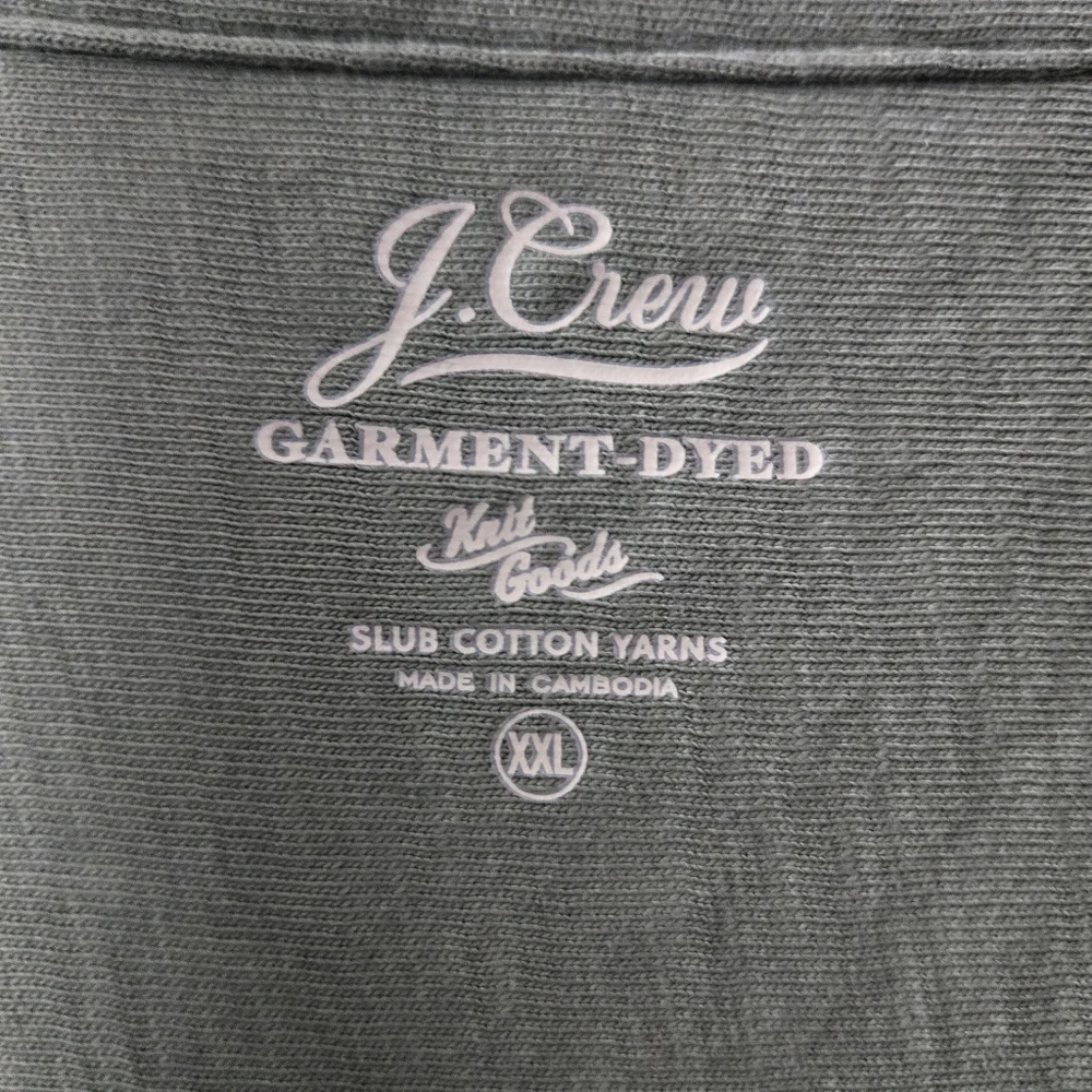 J.Crew Garment-Dyed Slub Cotton Knit Camp Collar Shirt Olive Green Pockets